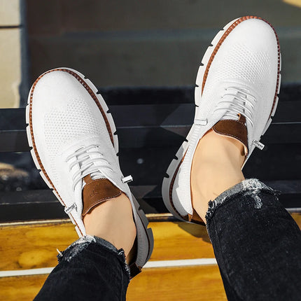 Scarpe Eleganti Casual da Uomo, Sneakers da Passeggio alla Moda, Oxford in Rete per il Lavoro, Leggere con Suola Morbida