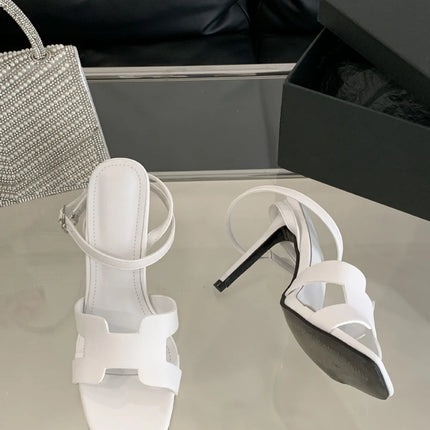 Alionly 2026 New Summer Fashion Open Toe Sandals Women Metal Buckle Narrow Band Thin Low Heel Gladiator Party Shoes