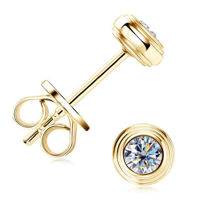 IOGOU D0.10CT Moissanite Diamond Round Stud Earrings 925 Sterling Silver Original Fine Jewelry for Women Girls Anniversary Gifts PlatiNum