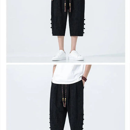 Pantaloncini da uomo Harajuku Kimono retrò Pantaloni da spiaggia comodi e traspiranti Pantaloni casual Harun larghi in cotone stile giapponese da uomo