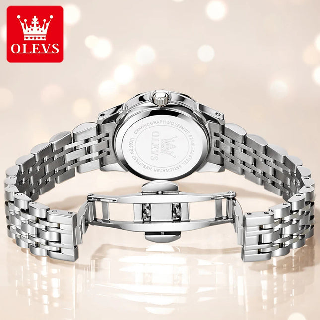 OLEVS 9931 Elegante Orologio da Donna di Lusso, Marca Originale, Movimento al Quarzo, Impermeabile, in Acciaio Inossidabile, Luminoso con Data platinumshop