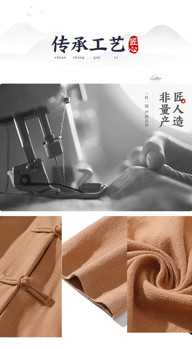 2025 Autunno Uomo Baggy Bello Fresco Trench Stile Cinese Mantello Camicie Moda Casual Lino Irregolar