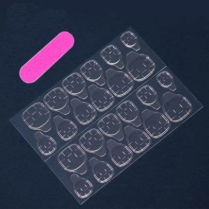 24Pcs Short Simple Gradient Flower Pattern Press‑On Nails Include 1 Jelly Glue And 1 Nail File Manicure Kit