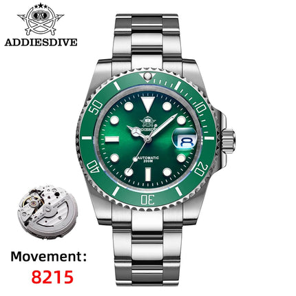 ADDIESDIVE AD2503 Luxury Men's Automatic Watch 8215 Mechanical Watch BGW9 Luminous Sapphire Glass Diver's Watch Men Analog Watch