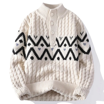 Mens Knit Sweater Autumn Winter Pullover Korean Soft Heavyweight Knit Polo Sweaters Minimalist Long Sleeve Casual Top