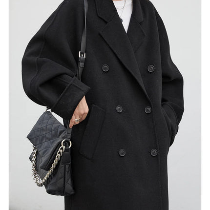 CHIC VEN Women Long Double-sided Woolen Coats Retro Loose Female Overcoat Double Breasted Ladies Windbreak Autumn Winter 2026