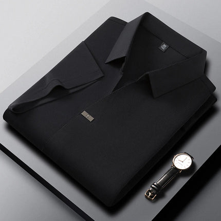 2025 New men's casual and fashionable solid color short-sleeved polo shirt comfortable and versatile summer T-shirt