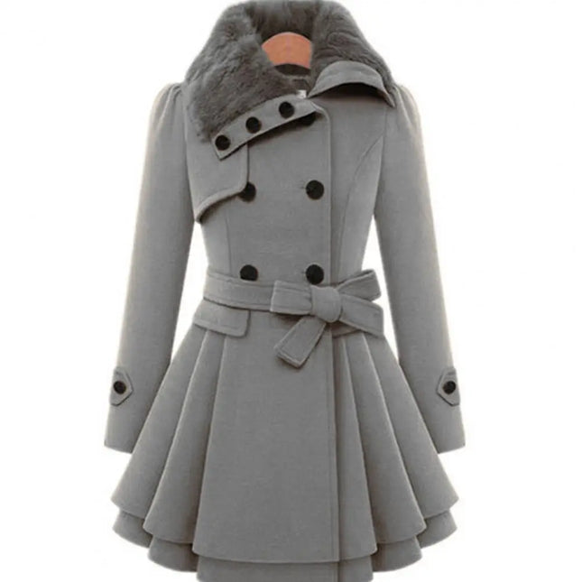 Winter Women's Jacket Windbreaker Warm Plush Thick Clothes Double Breasted Belt Autumn and Winter Korean Style Slim Lapel Coat