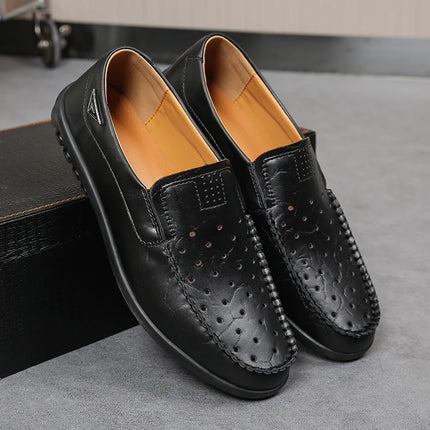 Scarpe Casual da Uomo in Vera Pelle di Lusso, Mocassini Estivi Cuciti a Mano, Traspiranti, Slip-on, Scarpe da Guida, Taglia Grande 47