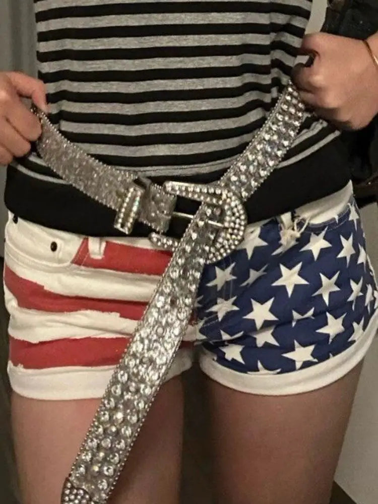 Pantaloncini di jeans stampati a stella retrò per donna Estate Y2k Glutei sottili Super Shorts Jeans Pantaloni caldi
