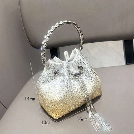 Handle Rhinestones Evening clutch Bag Purses and handbag luxury Designer shoulder bag Shiny Crystal Clutch purse bucket bag PlatiNum