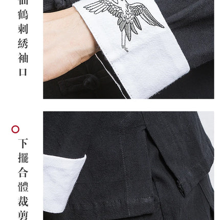 Nuovo gru ricamo top abbigliamento tradizionale cinese per uomo camicie vintage in lino a mezza manica colletto Madarin solido Hanfu Kungfu