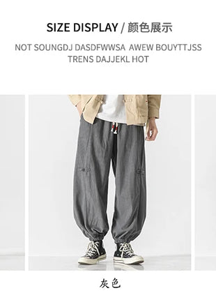 Pantaloni da uomo caldi di vendita autunno stile cinese pantaloni larghi larghi vintage moda uomo pantaloni lanterna con coulisse Harajuku solidi