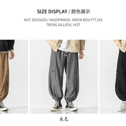 Pantaloni da uomo caldi di vendita autunno stile cinese pantaloni larghi larghi vintage moda uomo pantaloni lanterna con coulisse Harajuku solidi
