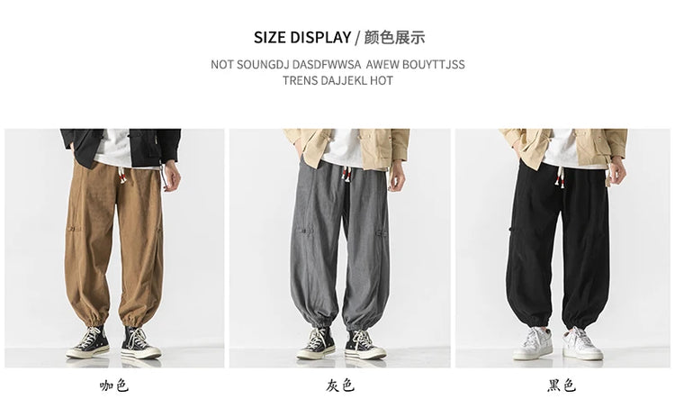 Pantaloni da uomo caldi di vendita autunno stile cinese pantaloni larghi larghi vintage moda uomo pantaloni lanterna con coulisse Harajuku solidi