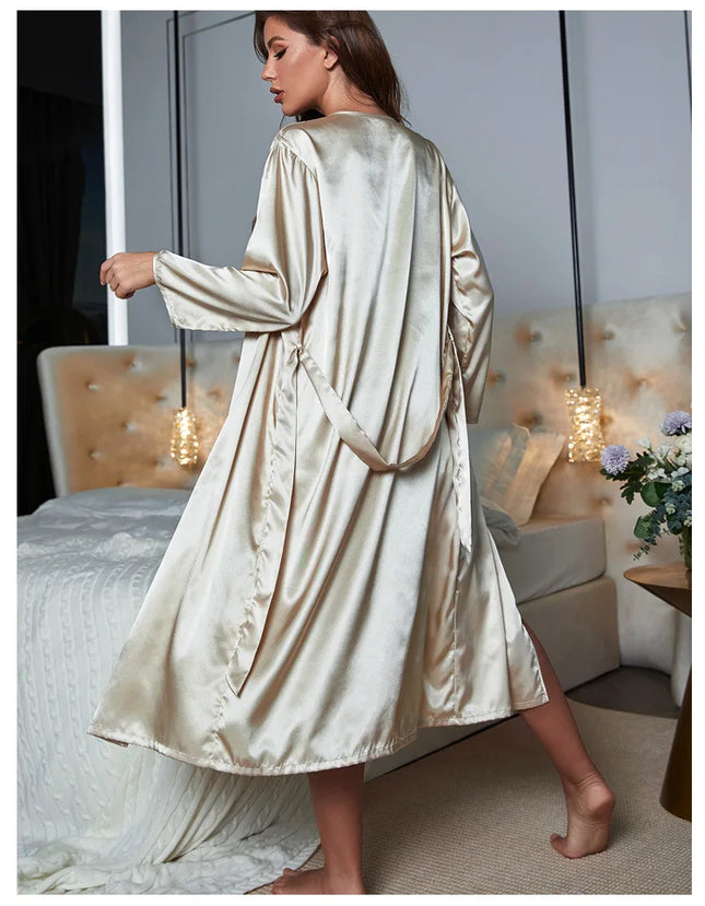 Comfortable Women's Pajamas, 2-Piece Satin Nightgowns, Robes