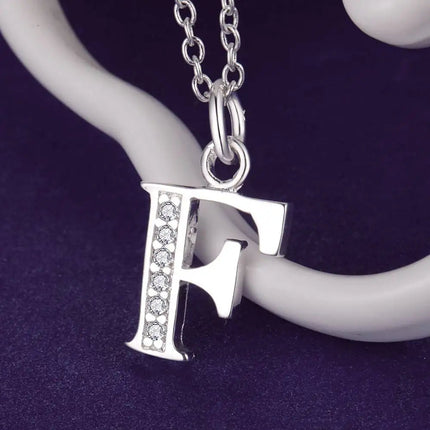 26 Letters 925 Sterling Silver Necklace Pendant Zircon For Women Exquisite Student Girlfriend Jewelry Accessories Wedding Gift PlatiNum