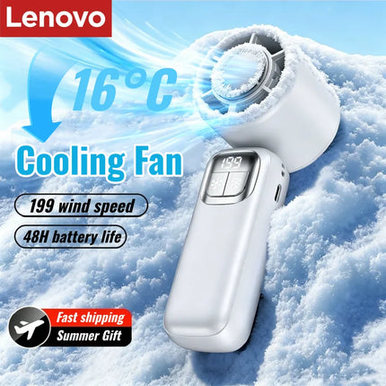 Ventilatore Portatile Lenovo, Raffreddatore USB Ricaricabile con Motore Brushless, Ventola Turbo ad Alta Velocità 199 per Viaggi, Ufficio e Attività all'Aperto