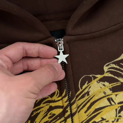 Jojo Bizarre Adventure Star Design Hoodies Women Men Zip Anime Hoodie Harajuku Streetwear Sweatshirt Y2k Men Clothing