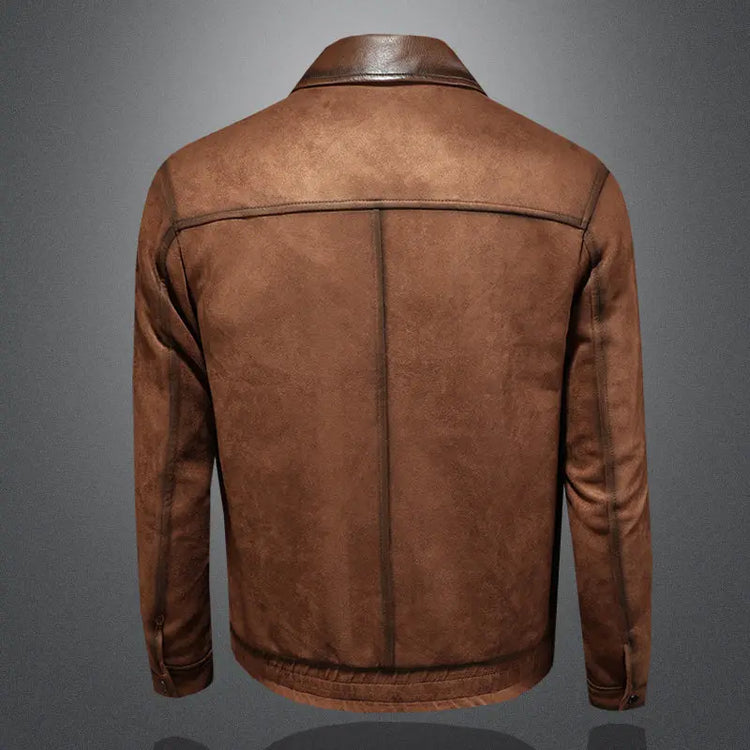 Minglu Faux Leather Autumn Winter Men's Jackets Luxury Solid Color Turn Down Collar Zipper Casual Male Coats Man Outerwear 4XL