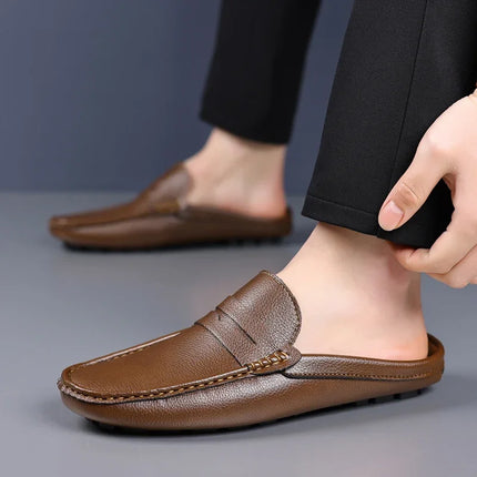 YRZL mocassini estate Slip on mezze scarpe per uomo pantofole in pelle PU Casual traspirante comodi mocassini mocassini scarpe Casual da uomo