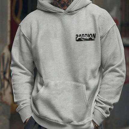 3D Car Print Men's Fashion Long Sleeve Casual Sports Hoodie Sweatshirt, Suitable For Autumn And Spring Outdoor Sports PlatiNum