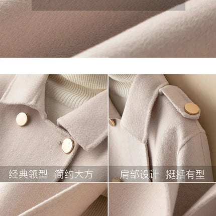 UHYTGF Mid Long Bat Cape Wool Coat Women High-End Double Sided Cashmere Autumn Jacket Female Fashion Casual Ladies Outewear 2029