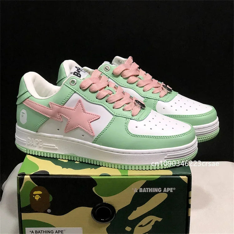 A BATHING APE Men All Black Shark BAPESTA Casual Plarfom Shoes Unisex Women Slip-Resistant Outdoor Soft Walking Sneakers