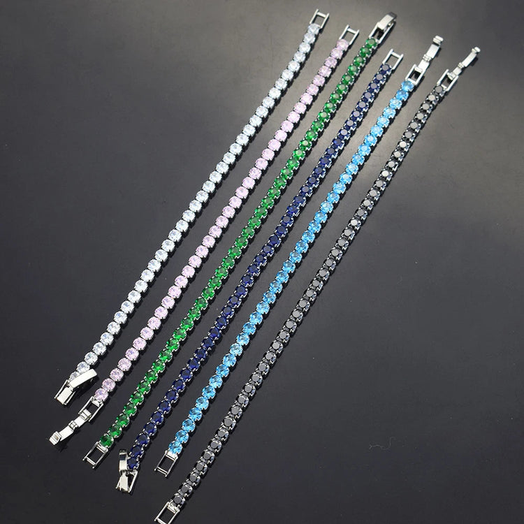 4mm Micro-inlaid Zircon Tennis Bracelet for Women 2025 New Men Bracelet Homme Jewelry Accessories Wholesale PlatiNum