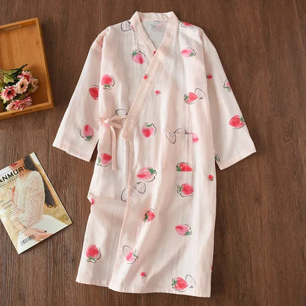 Pigiama kimono in stile giapponese estate nuovo pigiama di garza di cotone 100% camicia da notte da donna SPA yukata homewear pigiama lungo da donna