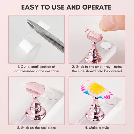 Magnetic Crystal False Nail Tip Practice Holder Stand 5Pcs Reusable Nail Art Display Base For Professional Salon DIY Manicure Accessory