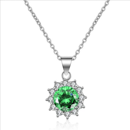 925 Sterling Silver Necklace For Women Round Pendent Sparkling Pave CZ Necklace Fashion Anniversary Birthday Jewelry Gifts N325 PlatiNum