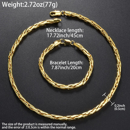 Set di bracciali con collana a catena intrecciata in rame minimalista per donna e uomo, gioielli semplici a strati, pronti, ipoallergenici platinumshop