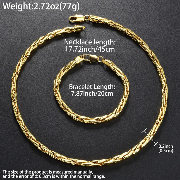 Set di bracciali con collana a catena intrecciata in rame minimalista per donna e uomo, gioielli semplici a strati, pronti, ipoallergenici platinumshop
