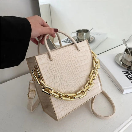 Versatile Women Bag Chain Strap Wide Chain Golden Luxury Fashion Bag Accessories Fashion Chain Bag PlatiNum