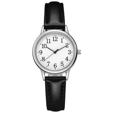 Orologio al quarzo da donna alla moda per il tempo libero, numeri arabi facili da leggere, quadrante semplice, cinturino in pelle PU, colore caramella platinumshop