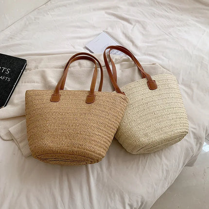 Women's Large Capacity Crossbody Bag Summer Woven Straw Bag Fashion Female Luxury Designer Beach Bag Bali Shopper Bag