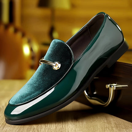 QRLQRL Mocassini di Lusso in Pelle Scamosciata Verde da Uomo, Slip-on con Nappe, Scarpe Morbide in Pelle per Matrimonio, Scarpe Basse in Pelle Nubuck