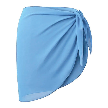 Gonna corta Sarongs corti Copricostume in chiffon Copricostume Sciarpa Copricapo corto da spiaggia Avvolgente trasparente da donna platinumshop