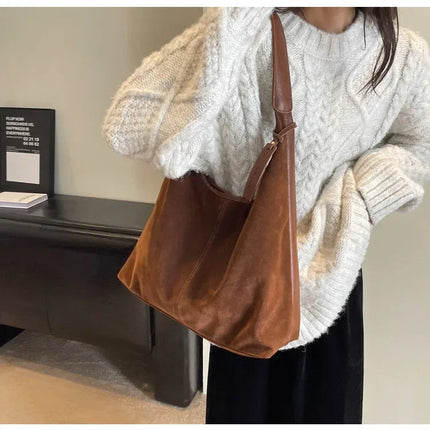 Women Suede Shoulder Bag with Zipper Hobo Bags Large Capacity Handbag Slouchy Bag Commuter Travel Bag Purses and Handbags PlatiNum