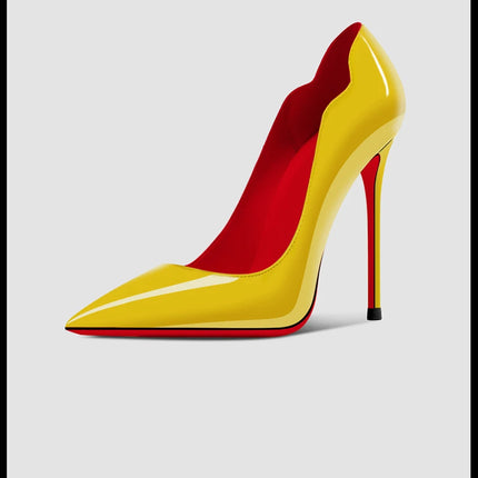 2024 Nuova Primavera/Estate 12 centimetri Bocca Ultra Superficiale Nero Rosso Fondo Tacchi Alti Tacchi Sottili delle Donne Sexy A Punta Grandi Singoli scarpe