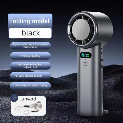 Ventilatore portatile USB ricaricabile con compressione di ghiaccio e raffreddamento ad alta velocità, mini ventilatore pieghevole per viaggi, campeggio, attività all'aperto