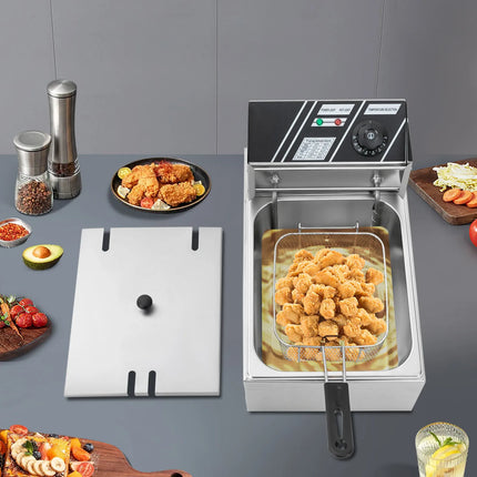 EF-81 220V 2500W Euro Plug 6L Singolo Cilindro Forno per Alimenti Commerciale Friggitrice Per Fare Patatine Pollo Fritto Pollo