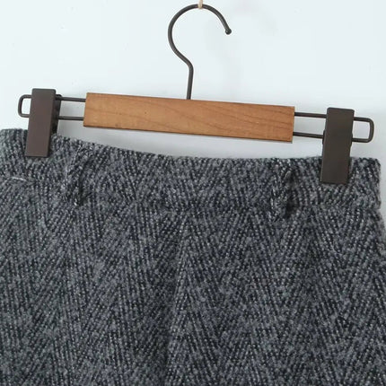 YENKYE 2025 Women High Waist A-line Mini Woolen Skirt Office Autumn Winter Elegant Skirts PlatiNum