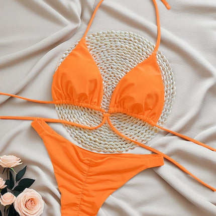 Set Bikini Triangolo Sexy Micro Perizoma Donna, Costume da Bagno Stampa Bandage, Abbigliamento da Spiaggia platinumshop