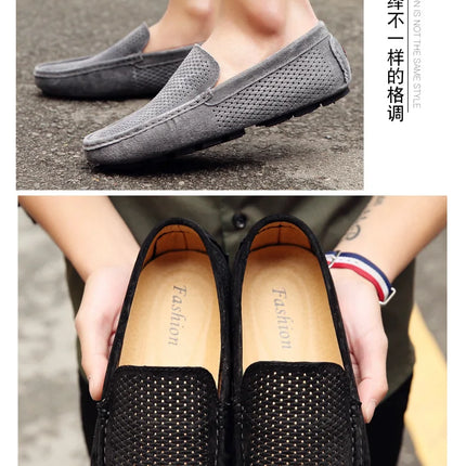 Mocassini da Uomo in Pelle Scamosciata Traspiranti Estivi, Scarpe da Guida di Lusso, Nuove Calzature Casual da Uomo