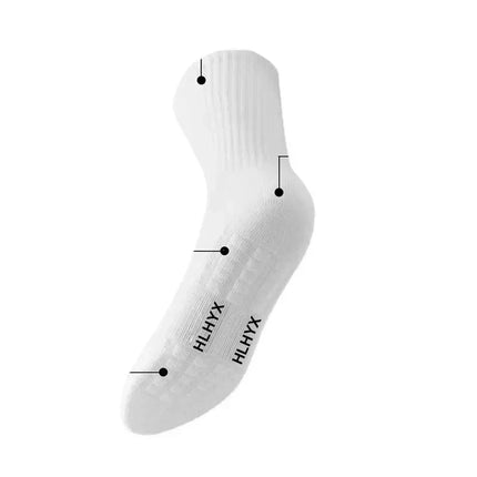 10 paires de chaussettes HLHYX pour homme en coton déodorant, à fond en éponge, mi-mollet, blanches, épaissies, pour le sport et le basket-ball