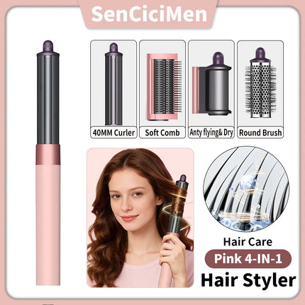 SenCiciMen Hair Dryer Brush 6 in 1 Hair Styler Negative Ion Blow Dryer Brush Set - 110,000 RPM High - Speed Hot Air Brush Air Styler Curling Wrap Air Curler,Curling Iron Hair Styling Tool for Straight Curl Drying Smoothing Gi