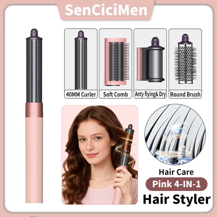 SenCiciMen Hair Dryer Brush 6 in 1 Hair Styler Negative Ion Blow Dryer Brush Set - 110,000 RPM High - Speed Hot Air Brush Air Styler Curling Wrap Air Curler,Curling Iron Hair Styling Tool for Straight Curl Drying Smoothing Gi