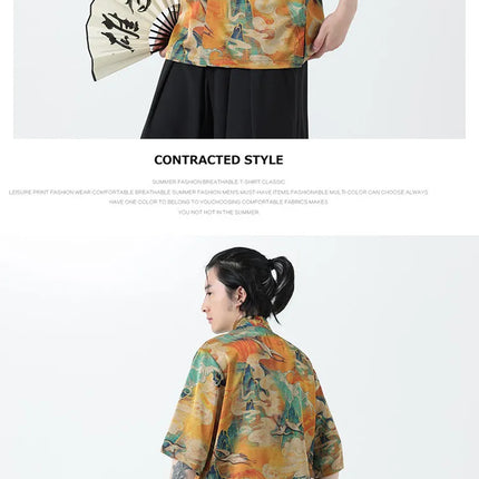 Camicie Stampate da Uomo, Stile Retrò Hawaiano, Traspiranti, Comode e Oversize con Maniche Corte